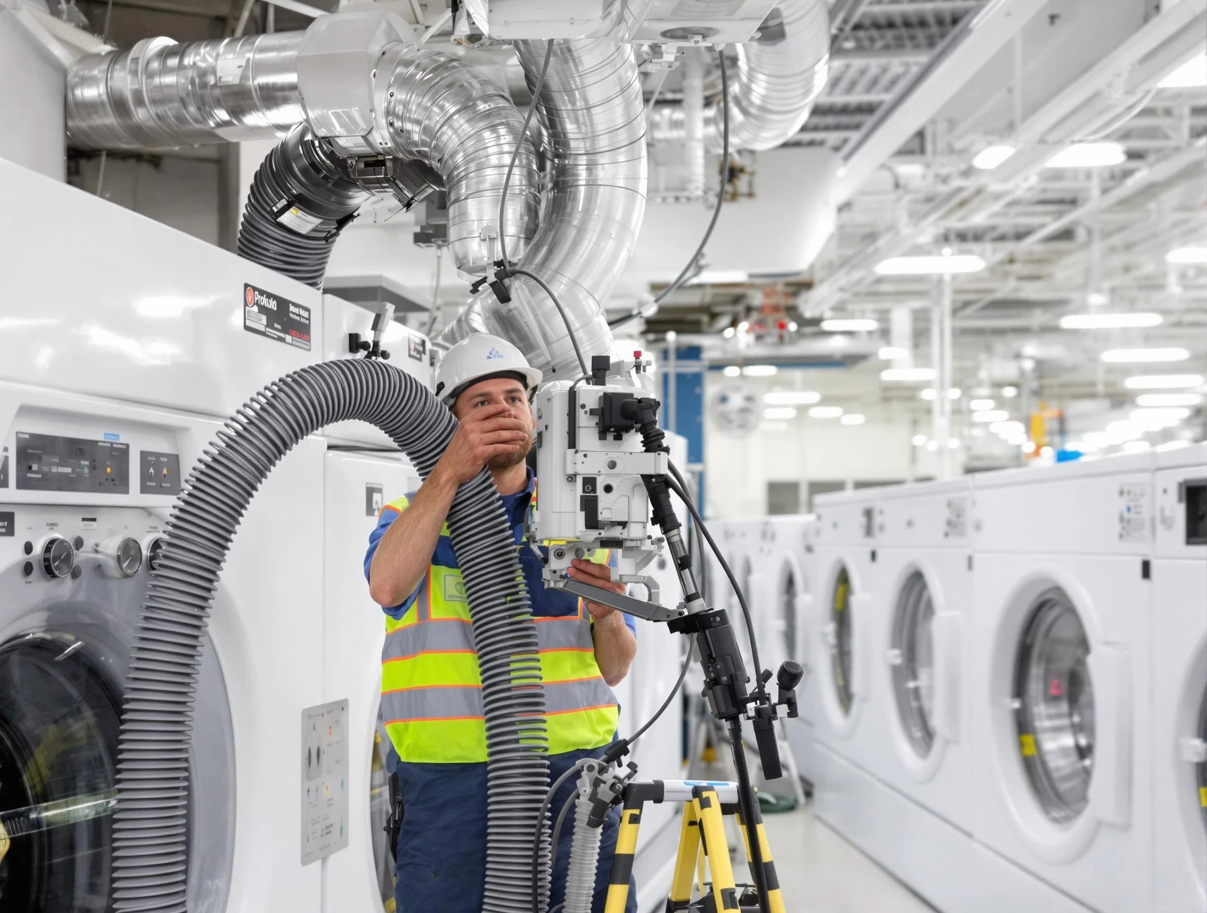 Stansbury Park Dryer Vent Cleaning team performing commercial-grade dryer vent cleaning at a business facility in Stansbury Park