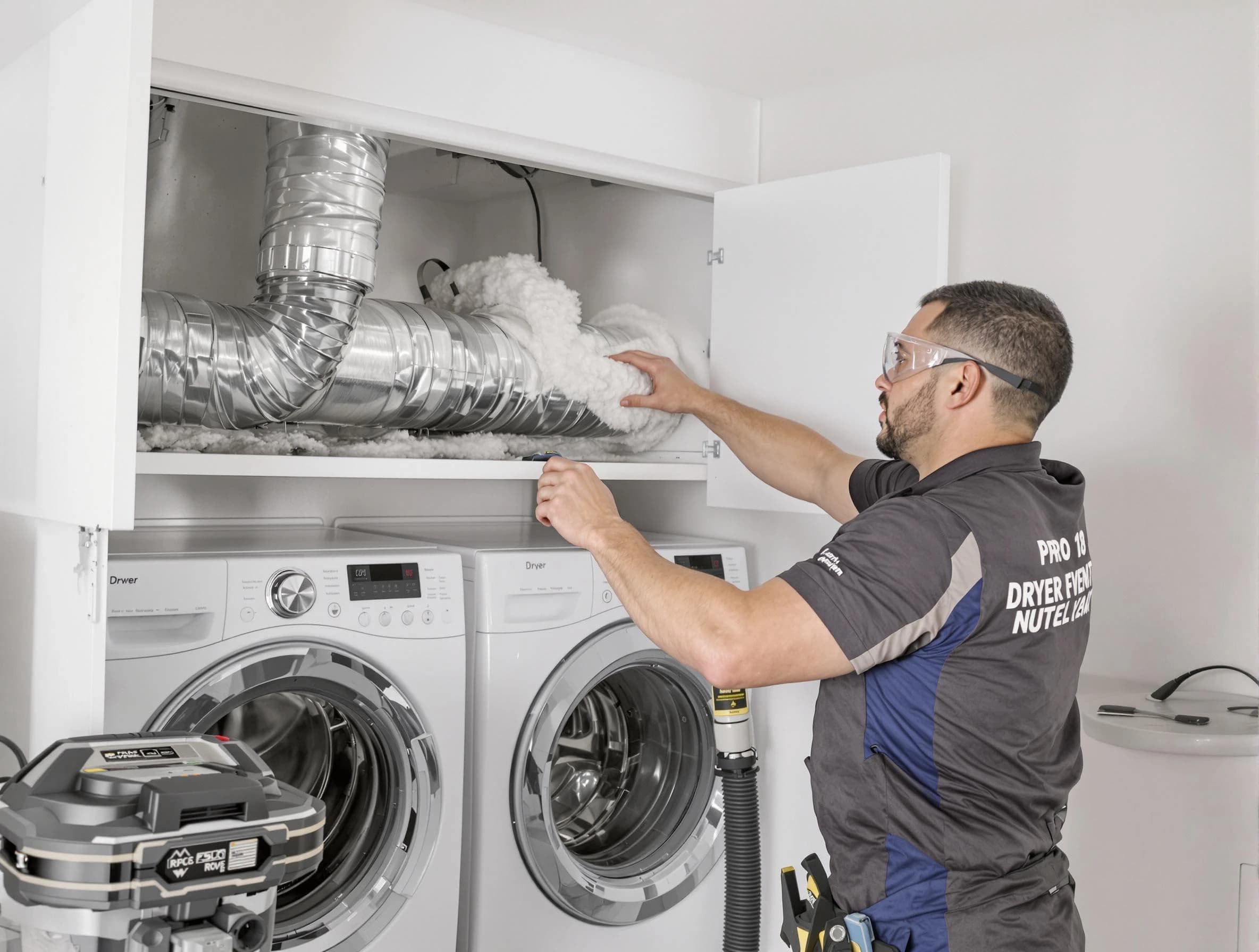 Stansbury Park Dryer Vent Cleaning certified technician performing specialized gas dryer vent cleaning in Stansbury Park